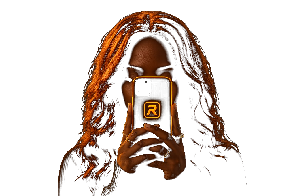 Person holding a phone with the RuthVerse app